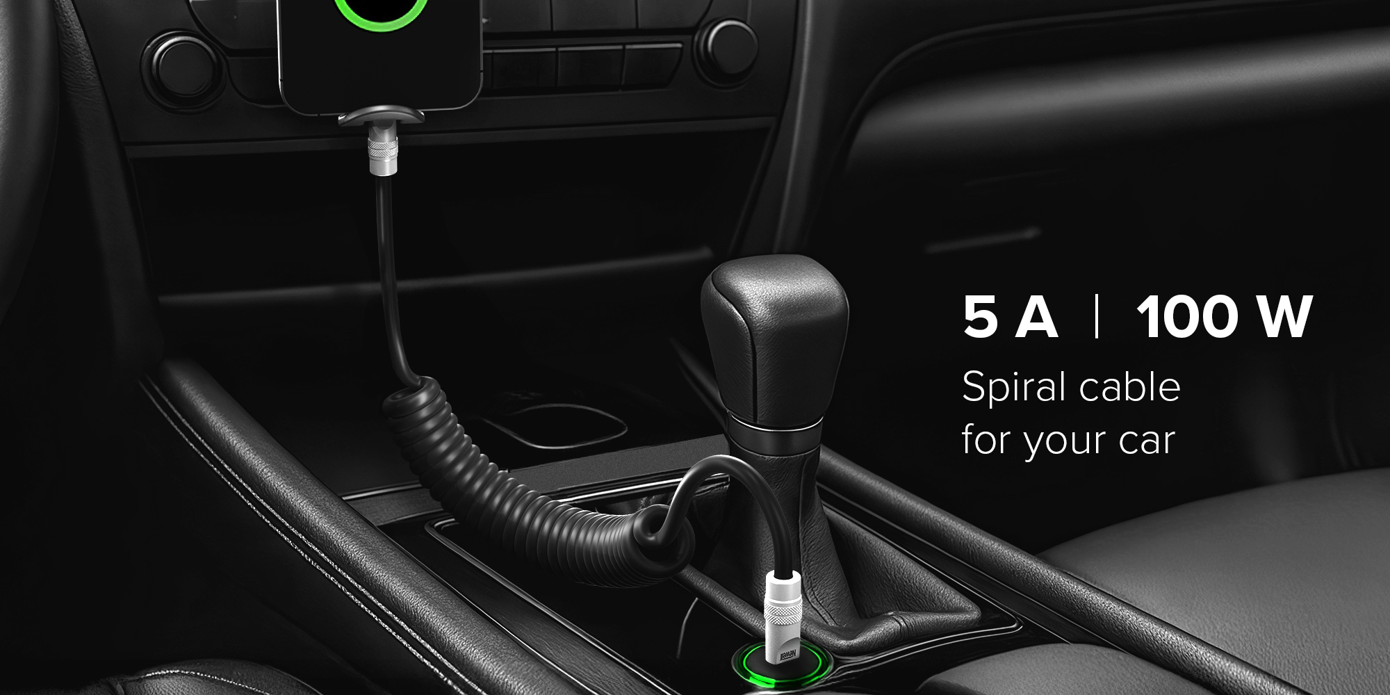 Kabel Newell USB-C - USB-C 100 W, 1,5 m, silikonowy, spiralny, czarny